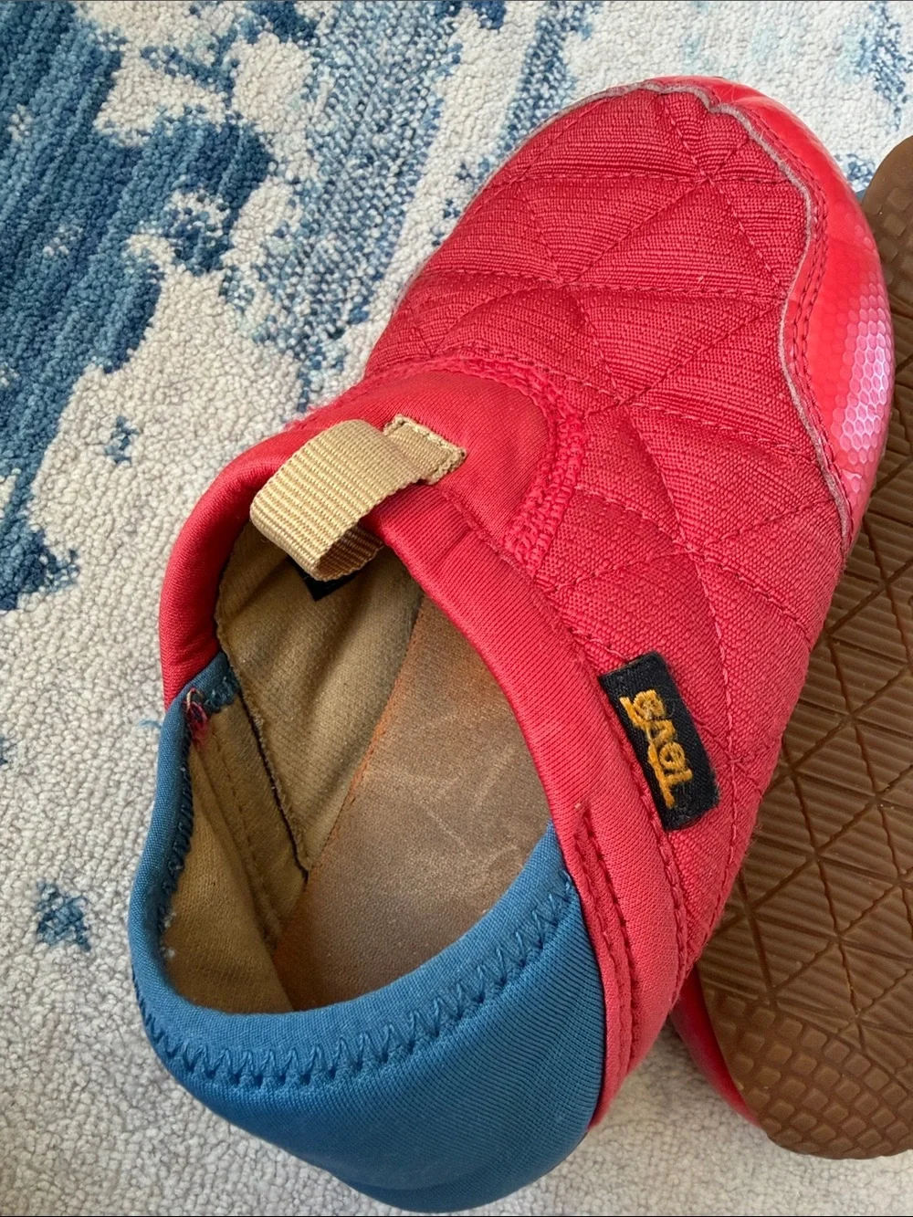 Teva Kids Quilted Red and Blue Slip-On Shoes